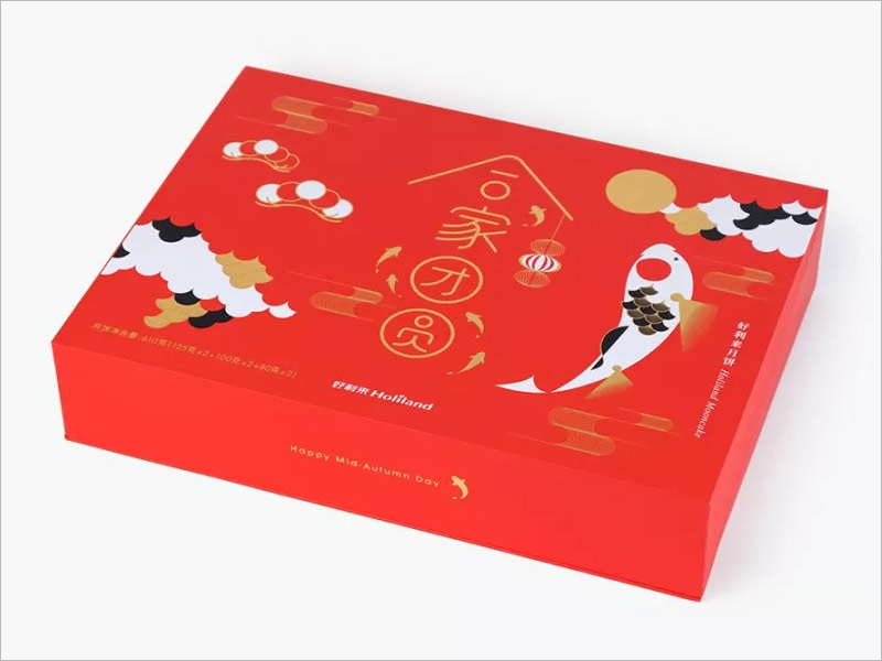 好利來月餅禮盒包裝設計，合家團圓，連年有余