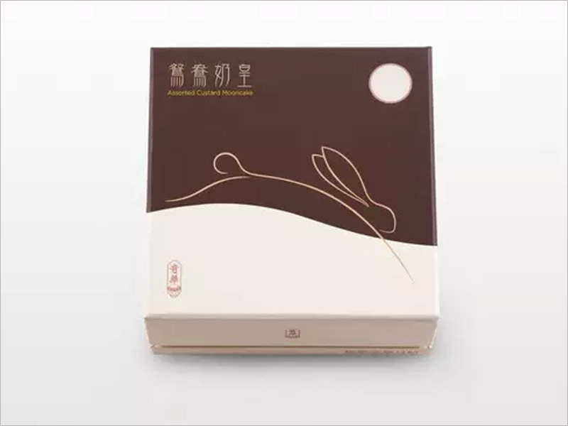 鴛鴦奶皇月餅包裝設計，寥寥數筆，簡潔傳神。